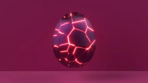 Pink cracks on egg shell pieces on dark red bg able to loop endless Stock Footage 327859331