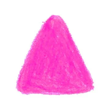 Pink crayon scribble texture stain triangle shape isolated on white background 스톡 일러스트