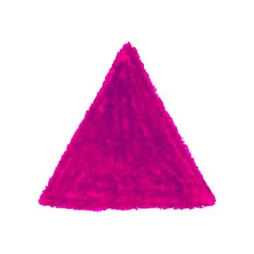 Pink crayon scribble texture stain triangle shape isolated on white background Stock Illustration