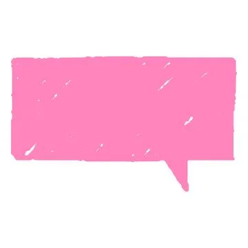Pink crayon speech bubble, vector cartoon communication rectangle shape, text Stock Illustration