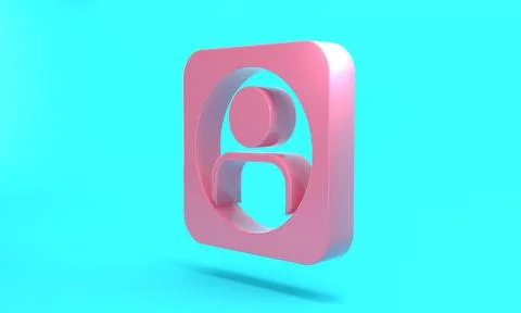 Pink Create account screen icon isolated on turquoise blue background. Minima Stock Illustration