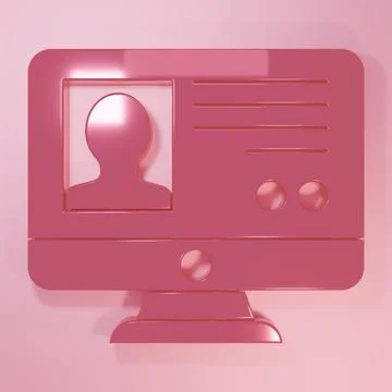 Pink Create account screen icon isolated on pink background. Minimalism con.. Stockillustratie