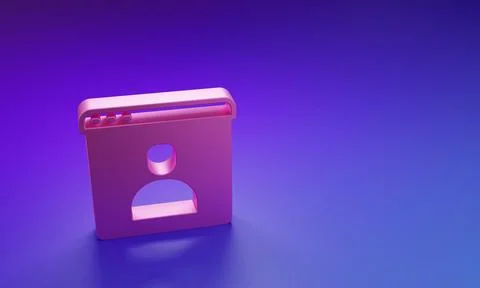 Pink Create account screen icon isolated on purple-blue background. Minimal.. Stock Photos