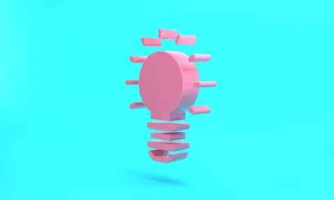Pink Creative lamp light idea icon isolated on turquoise blue background. Con Stock Illustration