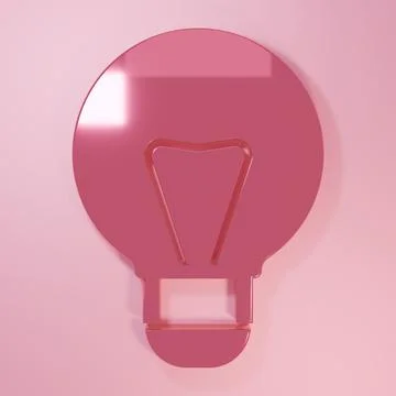 Pink Creative lamp light idea icon isolated on pink background. Concept ide.. Stock Illustration