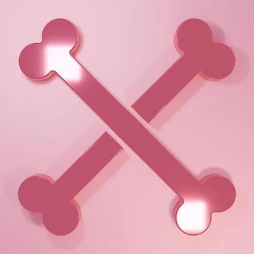 Pink Crossed human bones icon isolated on pink background. Minimalism conce.. イラスト素材
