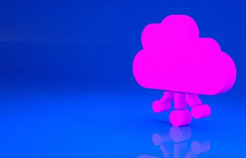 Pink Cryptocurrency cloud mining icon isolated on blue background. Blockchain Stock Illustration