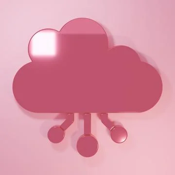 Pink Cryptocurrency cloud mining icon isolated on pink background. Blockcha.. 库存插图