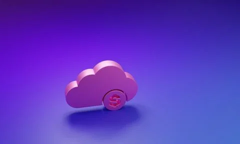 Pink Cryptocurrency cloud mining icon isolated on purple-blue background. B.. Stock Illustration