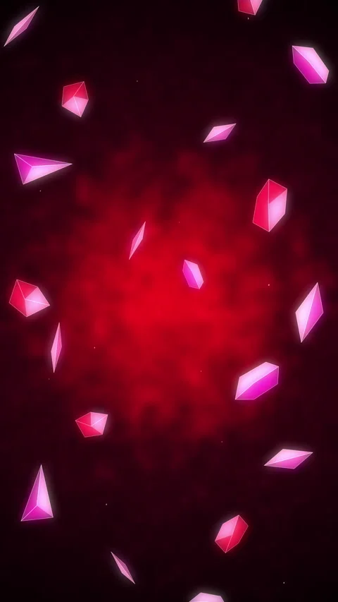 Pink crystal loop animation falling gem red dark fantasy background Stock Footage 347060008