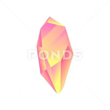 Pink crystal, precious gemstone or semiprecious stone vector Illustration on a Stock Illustration