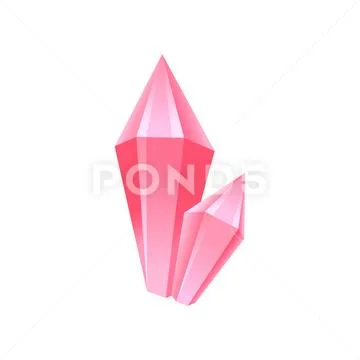 Pink crystal, precious gemstone or semiprecious stone vector Illustration Stock Illustration