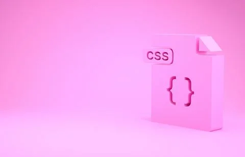 Pink CSS file document. Download css button icon isolated on pink background. Stock Illustration