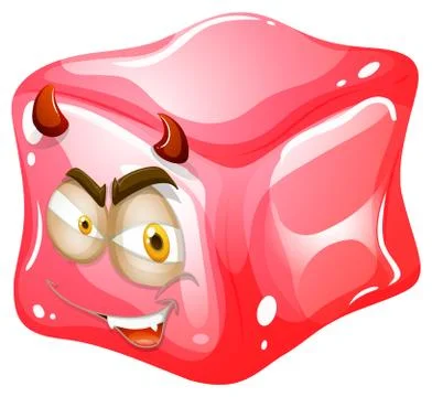 Pink cube with devil look Illustrazione stock