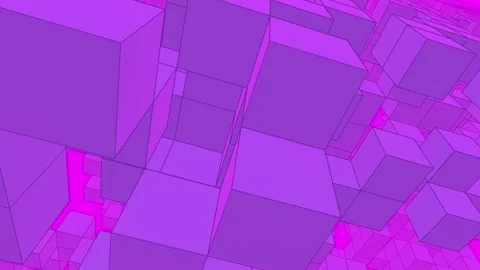 Pink cube landscape fly through network Stock Footage 342312202