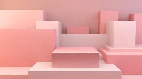 Pink cubes platform Stock Illustration