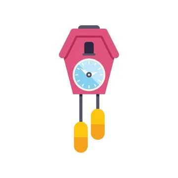 Pink cuckoo clock striking showing time passing Stock Illustration