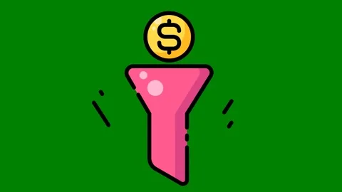 Pink cup dollar coin top object sign green background candle person holding Vídeo Stock 314063718
