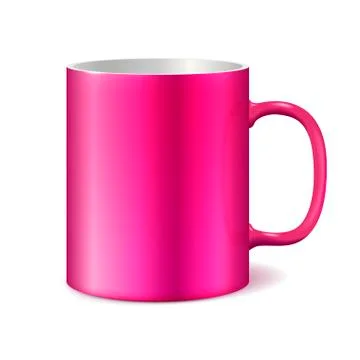 Pink cup isolated on white background. Blank mug for branding. Stock Illustration