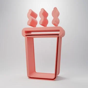 Pink Cup of tea icon isolated on pink background. Minimalism concept. 3D re.. Stock Illustration