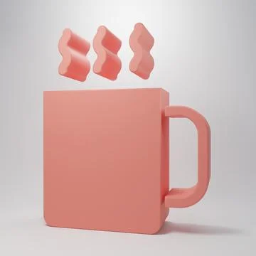 Pink Cup of tea icon isolated on pink background. Minimalism concept. 3D re.. Stock Illustration