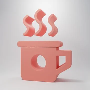 Pink Cup of tea icon isolated on pink background. Sweet natural food. Minim.. Stock Illustration