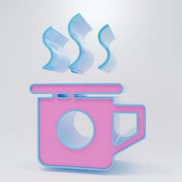 Pink Cup of tea icon isolated on grey background. Sweet natural food. Minim.. Illustrazione stock