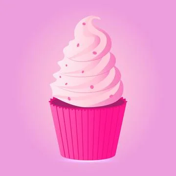Pink cupcake. Barbicore style. Vector illustration. Stock Illustration