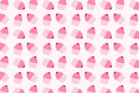 Pink cupcake dessert background pattern Stock Photos