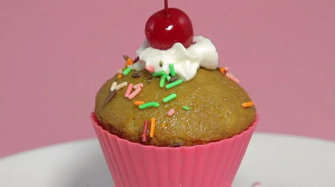 Pink Cupcake Sprinkled Stock Footage 2045658