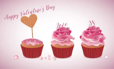 Pink cupcakes Stock Illustration