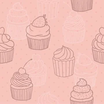 Pink cupckes pattern. Stock Illustration