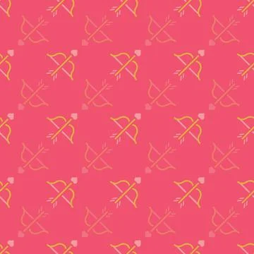 Pink Cupid Arrow Vector Repeat Pattern Background Design Stock Illustration