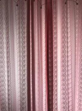 Pink curtain pattern interior Stock Photos