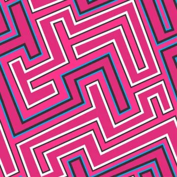 Pink curve seamless pattern Illustrazione stock