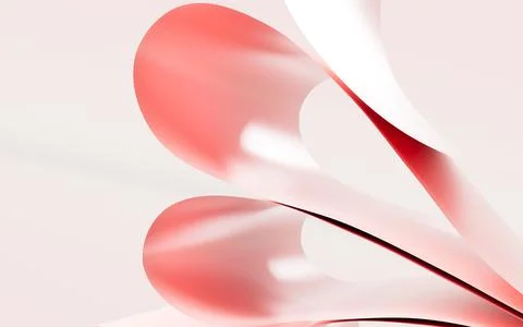 Pink curved paper, 3d rendering. Stock Illustration