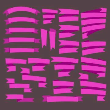 Pink curving Ribbons set Stock Illustration