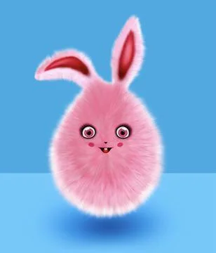 Pink cute bunny in the shape of an egg. 3d illustration for happy easter banner Stock Illustration