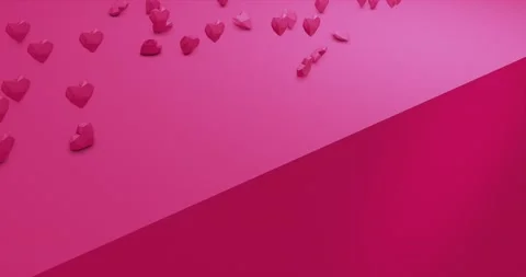 Pink cute falling polygonal hearts. Valentines Day. event background. 3D Stock Footage 131298416