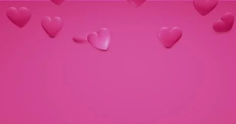 Pink cute falling polygonal hearts. Valentines Day. event background. 3D rend Stock Illustration