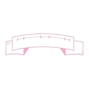 Pink cute horizontal frame with space for text. Empty ribbon with hearts Stock Illustration