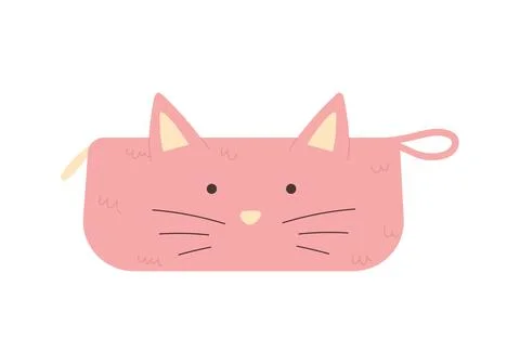 Pink cute pencil case for storage of school supplies and stationery Stock Illustration