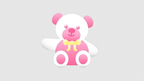 Pink cute teddy bear waved hello Stock Video Pond5