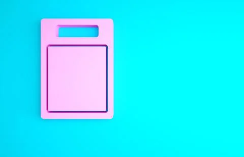 Pink Cutting board icon isolated on blue background. Chopping Board symbol. M Stock Illustration