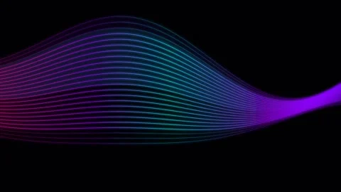 Pink Cyan Gradient Glowing Neon Line Wave Abstract Motion Background Stock Footage 341554417