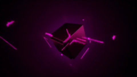 Pink Cyber 3D Cube With Pink Laser Effect Video stock 231612534