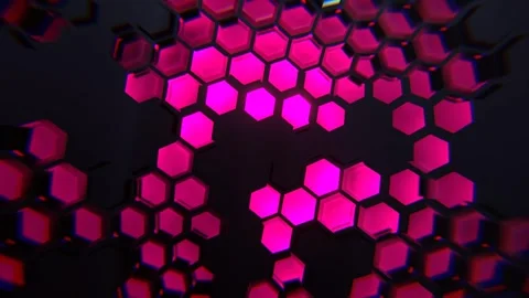 Pink Cyber ​​Abstraction with Hexagons Background VJ Loop in 4K Stock Footage 312804098