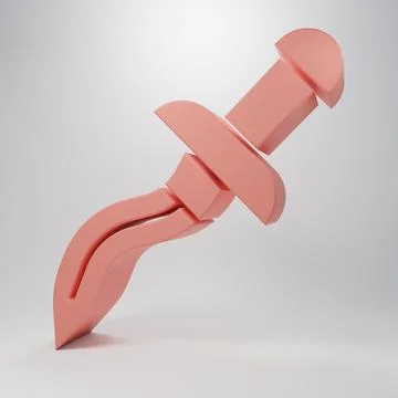 Pink Dagger icon isolated on pink background. Knife icon. Sword with sharp .. Stock Illustration