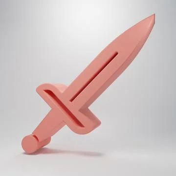 Pink Dagger icon isolated on pink background. Knife icon. Sword with sharp .. Stock Illustration
