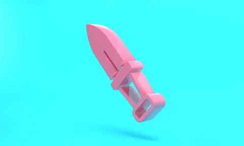 Pink Dagger icon isolated on turquoise blue background. Knife icon. Sword wit Stock Illustration